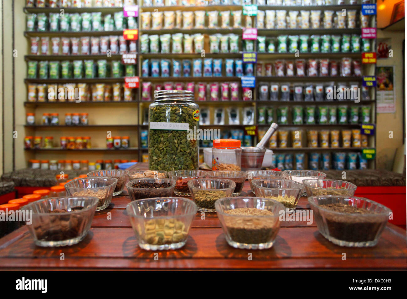 Indian spices inside a shop of Jodhpur. Rajasthan, India Stock Photo