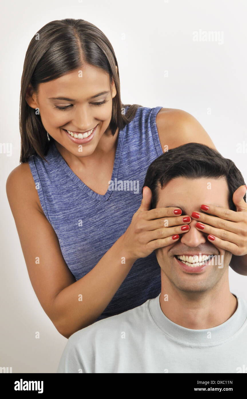 Man and woman blindfolded Stock Vector by ©jesadaphorn 132479532
