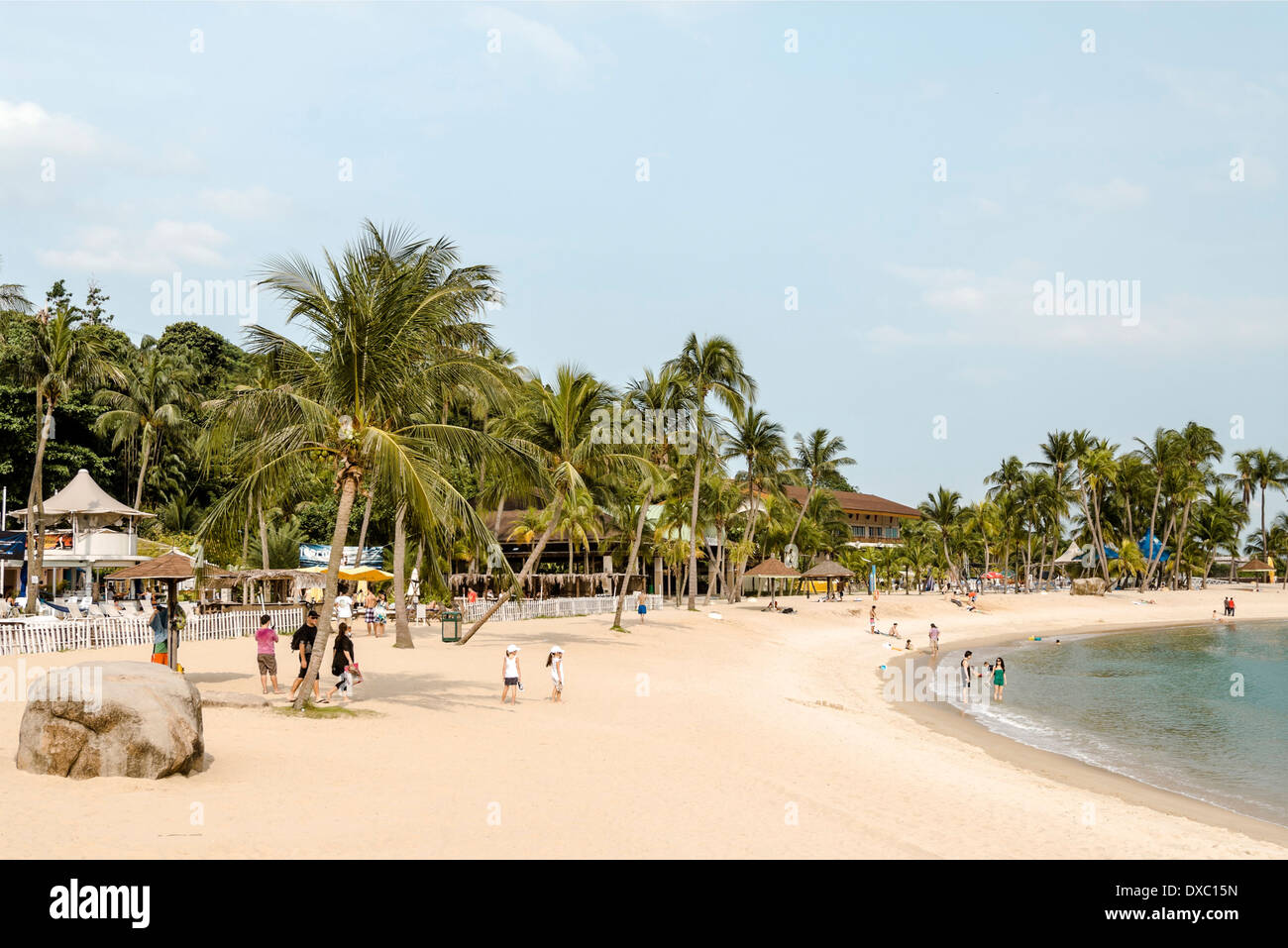 Picturesque Siloso Beach on Sentosa Island, Singapore Stock Photo