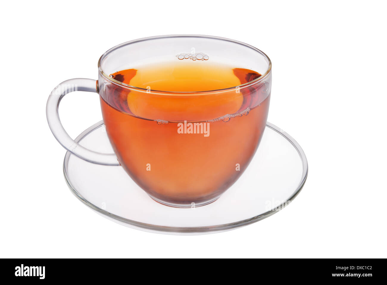 Glass cup of fresh tea isolated on white background Stock Photo