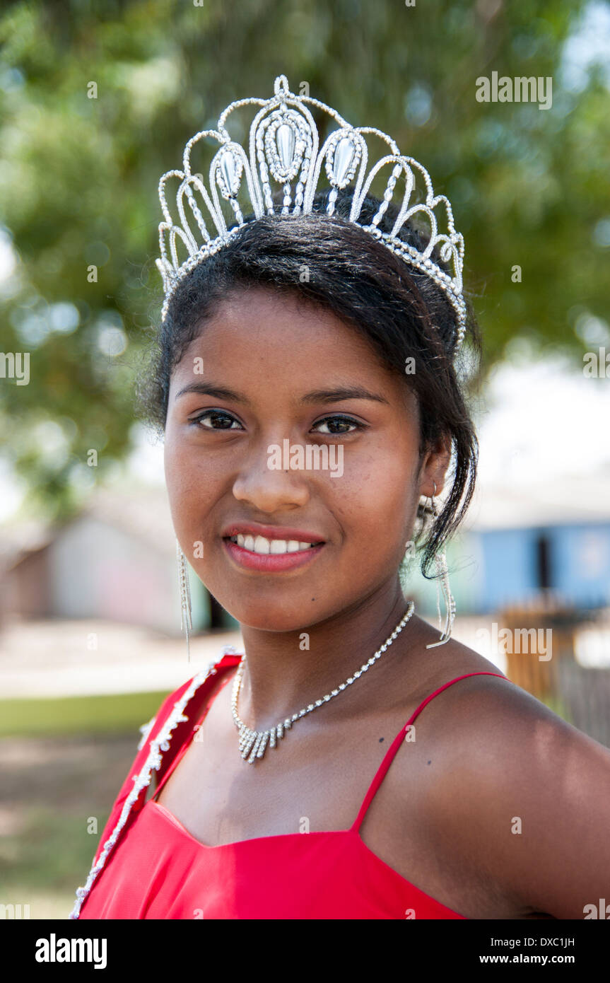 Young girl Afro-Peruvian people in Yapatera village, Piura. Peru. Stock Photo