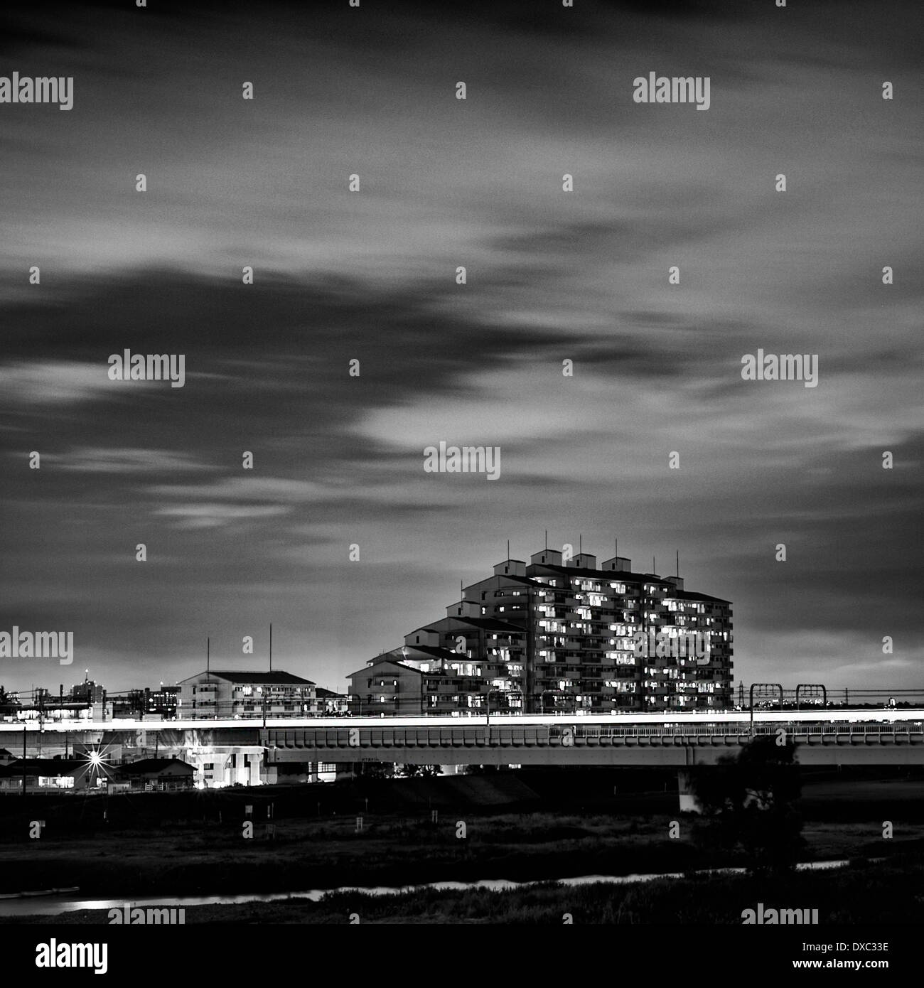 Night At Tama River, Kanagawa Prefecture, Japan Stock Photo Alamy