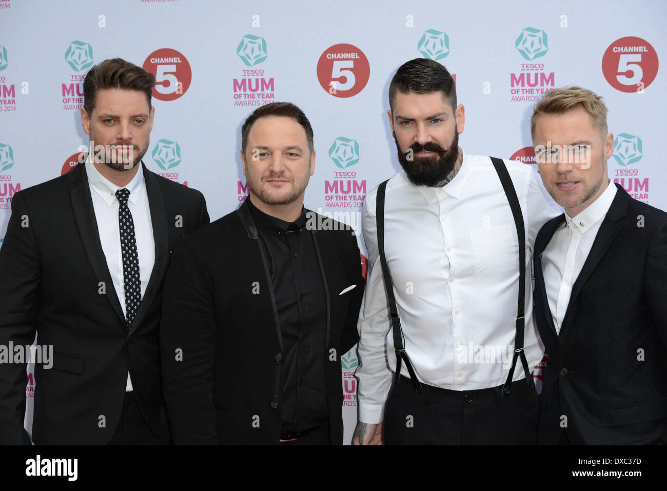 London, UK. 23rd March 2014. Keith Duffy, Mikey Graham, Shane Lynch and Ronan Keating of Boyzone attends the Tesco Mum of the Year awards at The Savoy Hotel on March 23, 2014 in London, England. Credit:  See Li/Alamy Live News Stock Photo