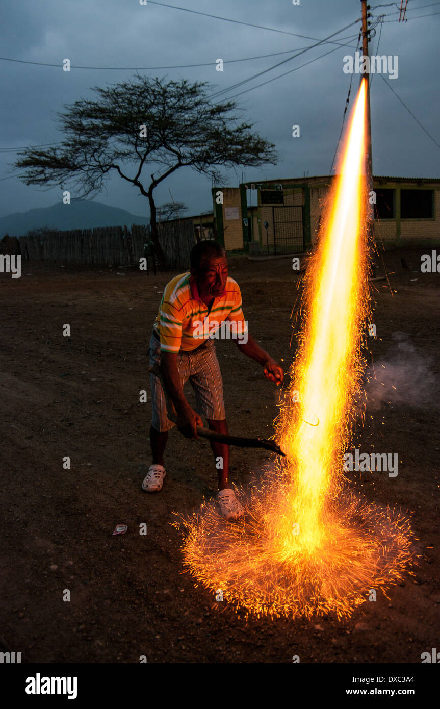 Man lighting fireworks Stock Photo Alamy