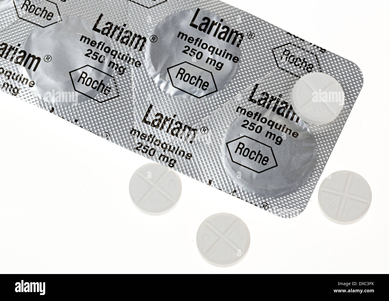 Lariam antimalarial tablets with mefloquine active ingredient Stock Photo