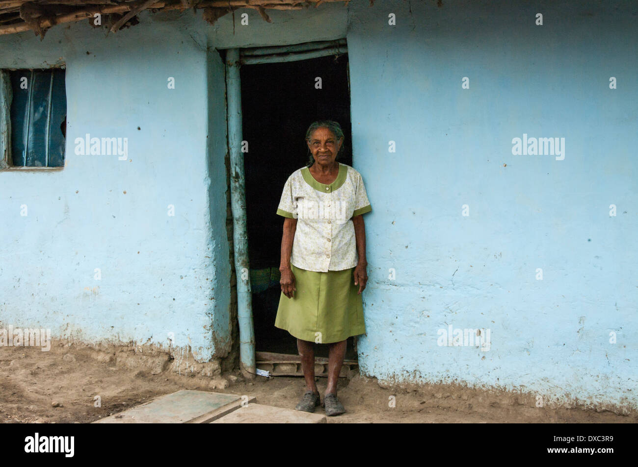 Elderly Afro-Peruvian woman in Yapatera, Piura. Peru. Stock Photo