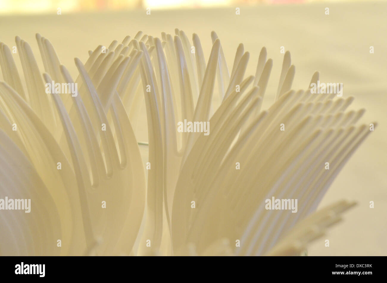 Plastic forks in the sunlight Stock Photo Alamy