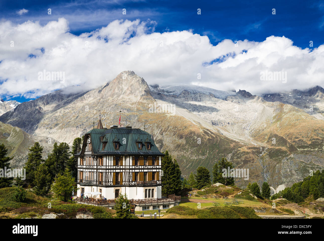Villa Cassel, Riederfurka, Riederalp, Valais, Swiss Alps, Switzerland, Europe Stock Photo