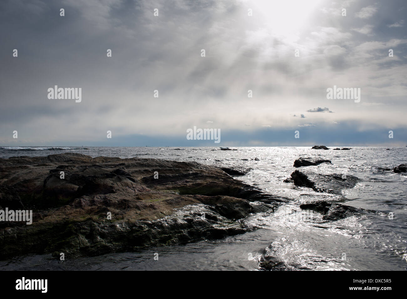 Clouds Over The Sea, Kamogawa, Chiba Prefecture, Japan Stock Photo