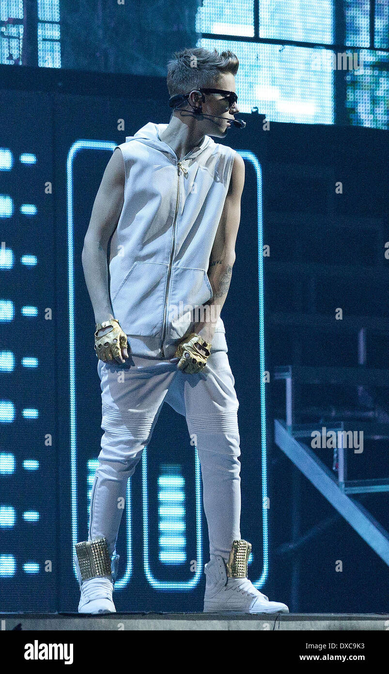 Justin Bieber performing in concert at Madison Square Garden Featuring