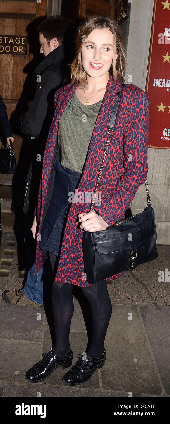 Laura Carmichael leaving the Vaudeville Theatre after performing in the ...