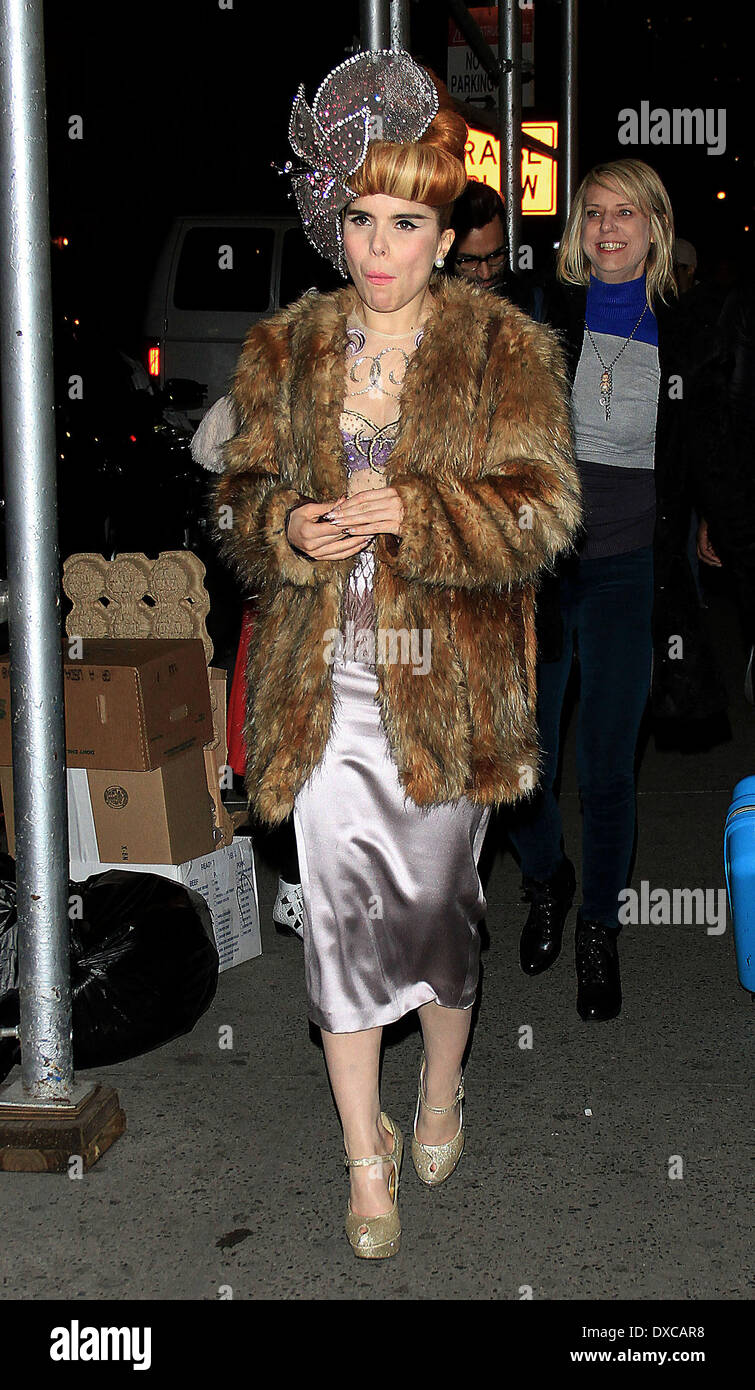 Paloma Faith wearing a brown fur coat after her taping on the David ...
