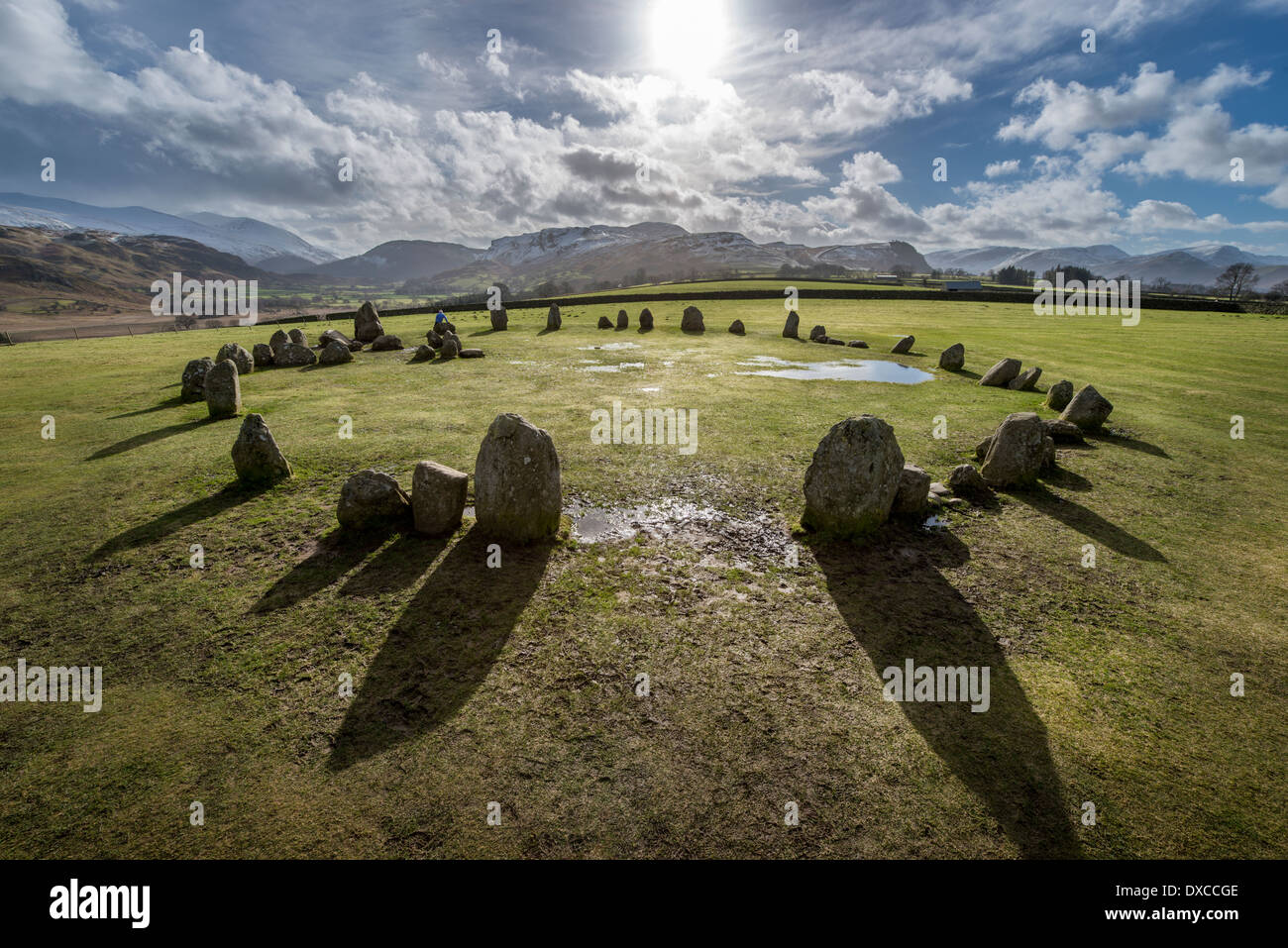 High level view of  Castlerigg Stone Circle, nr Keswick, Cumbria Stock Photo