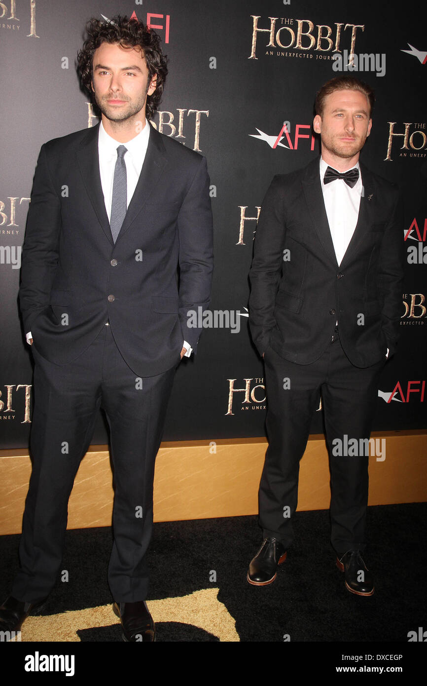 Aidan Turner and Dean O'Gorman, at premiere of 'The Hobbit: Unexpected  Journey' at the Ziegfeld Theater. Featuring: Aidan Turne Stock Photo - Alamy