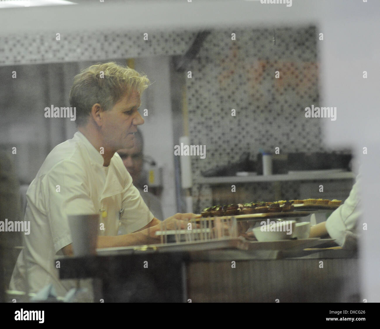 Gordon Ramsay working in the kitchen at Hotel GB, London, England - 01. ...