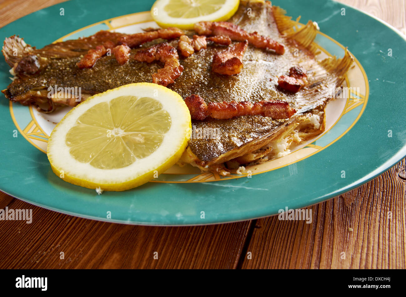 Hamburg Finkenwerder Scholle with Specks and lemon Stock Photo - Alamy