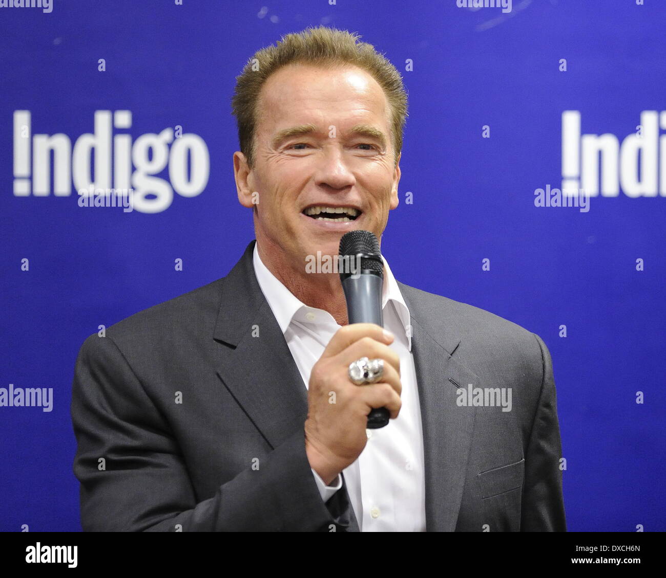 Arnold Schwarzenegger attends a book signing at Indigo Manulife Centre