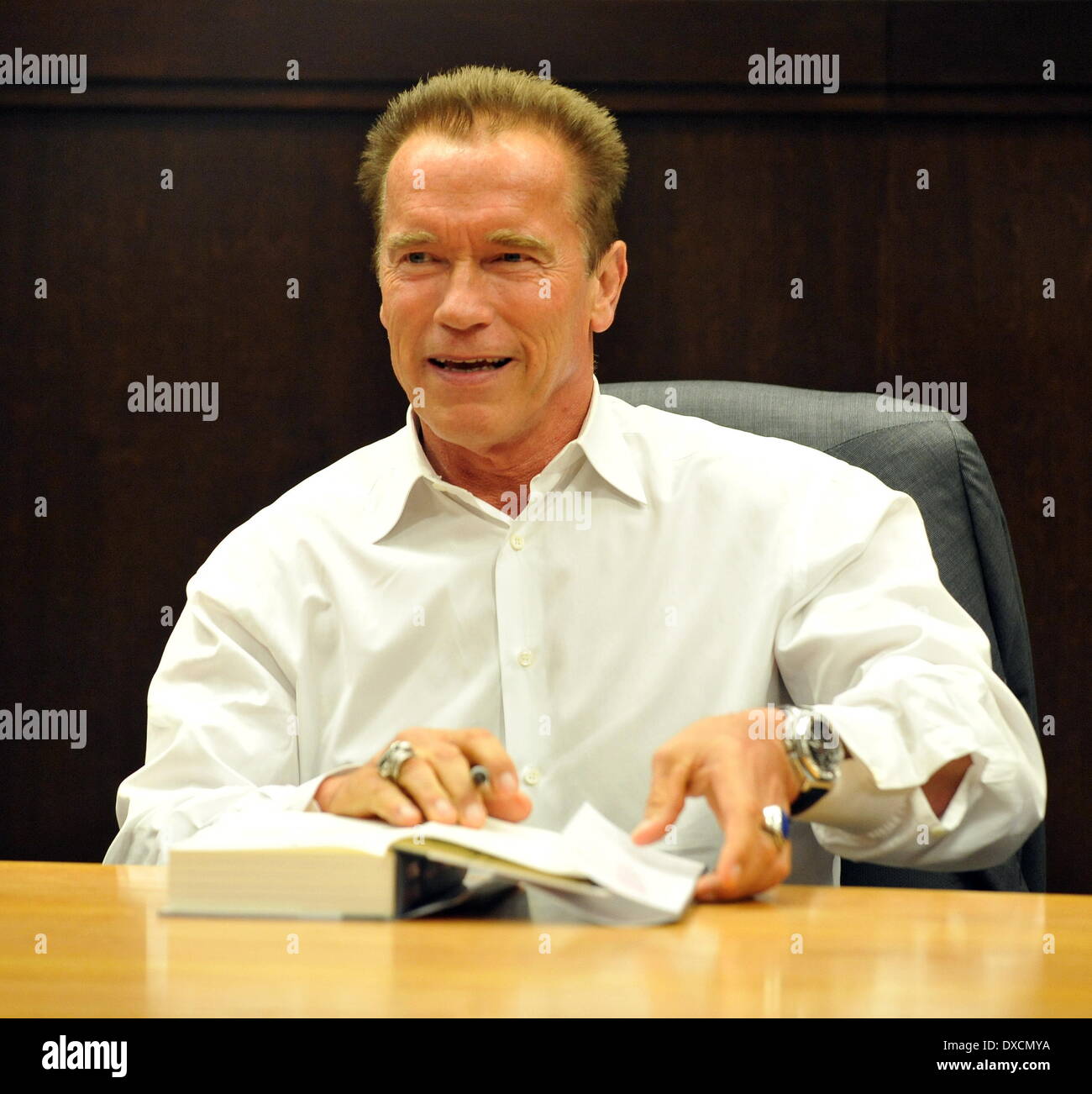 Arnold Schwarzenegger attends a book signing at The Grove for his
