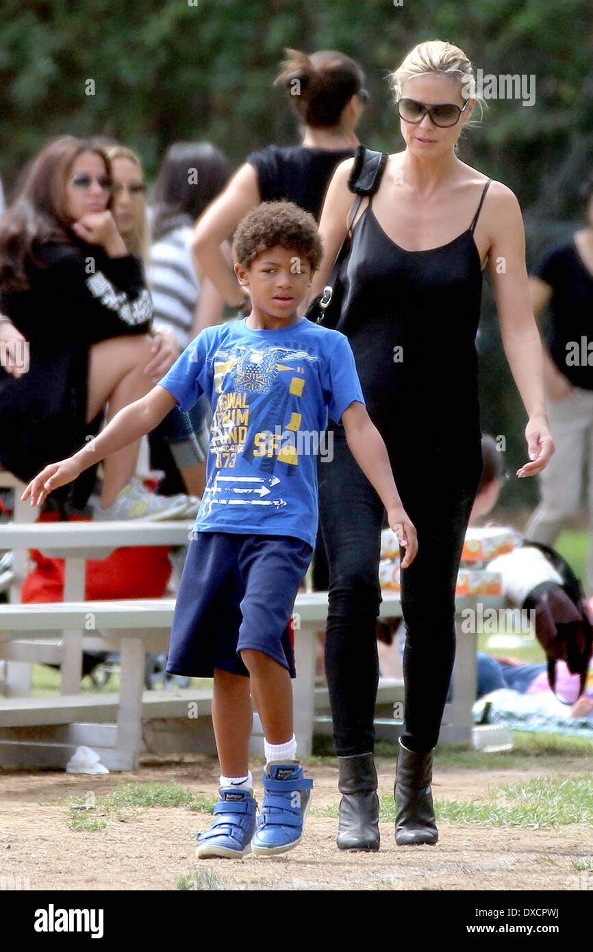 Heidi Klum and Henry Samuel Heidi Klum watches her son's soccer game ...