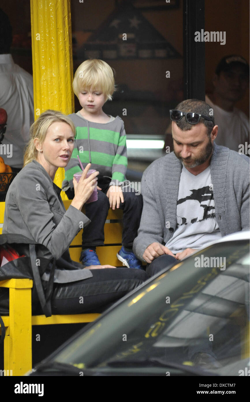 Naomi Watts and Liev Schreiber seen with their children Alexander and
