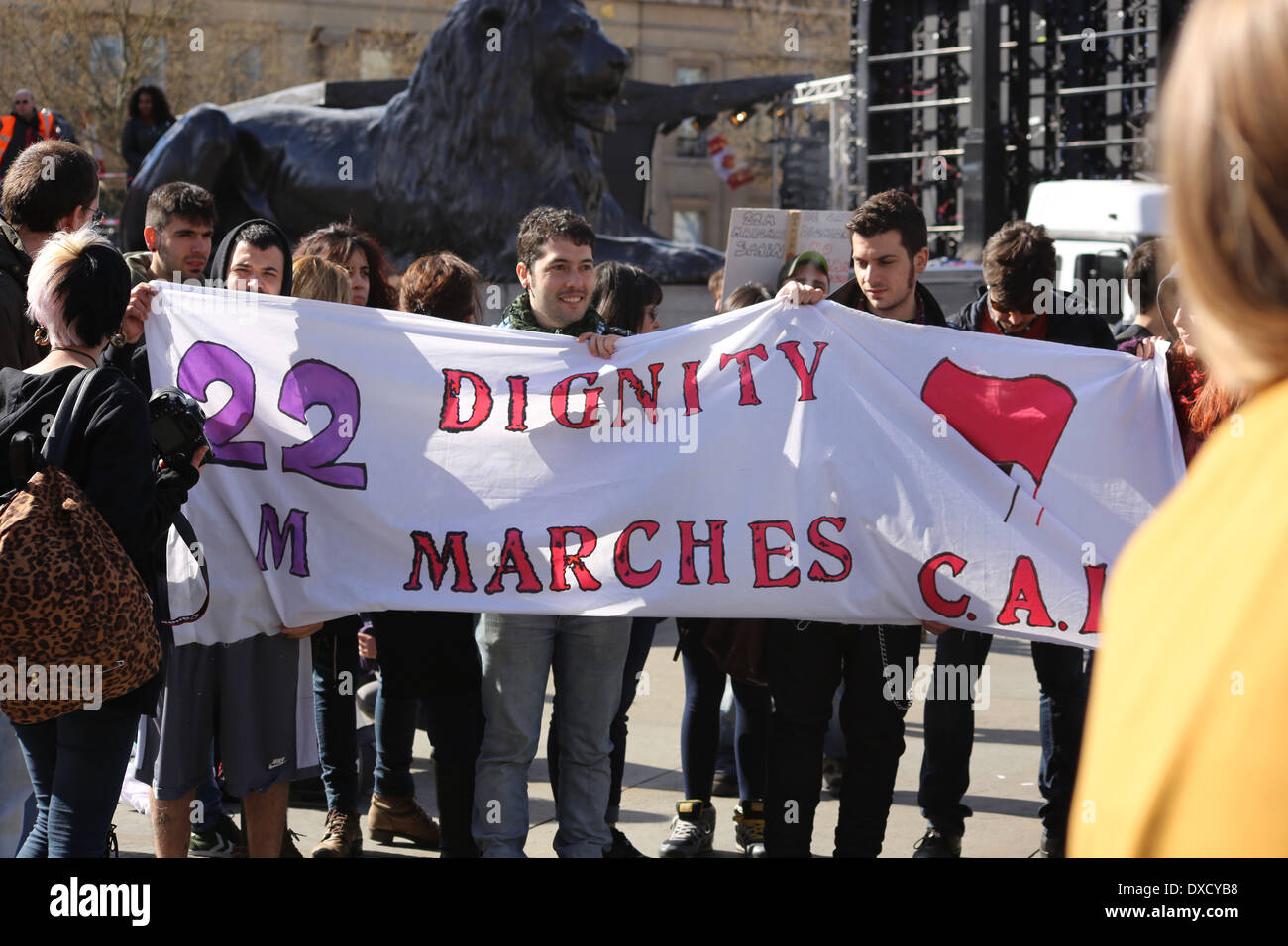 22 M Spanish Dignity Marches in London Las marchas de la Dignidad en Londres, 22M en Londres Stock Photo