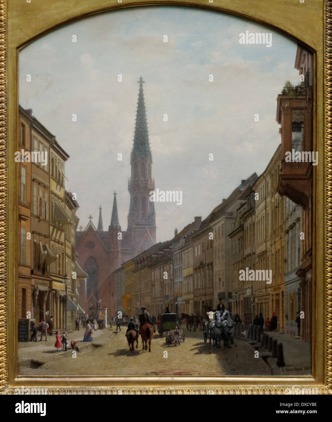 Eduard Gaertner - Die Bruderstrasse in Berlin - 1863 - XIX th century - German school - Alte Nationalgalerie - Berlin Stock Photo