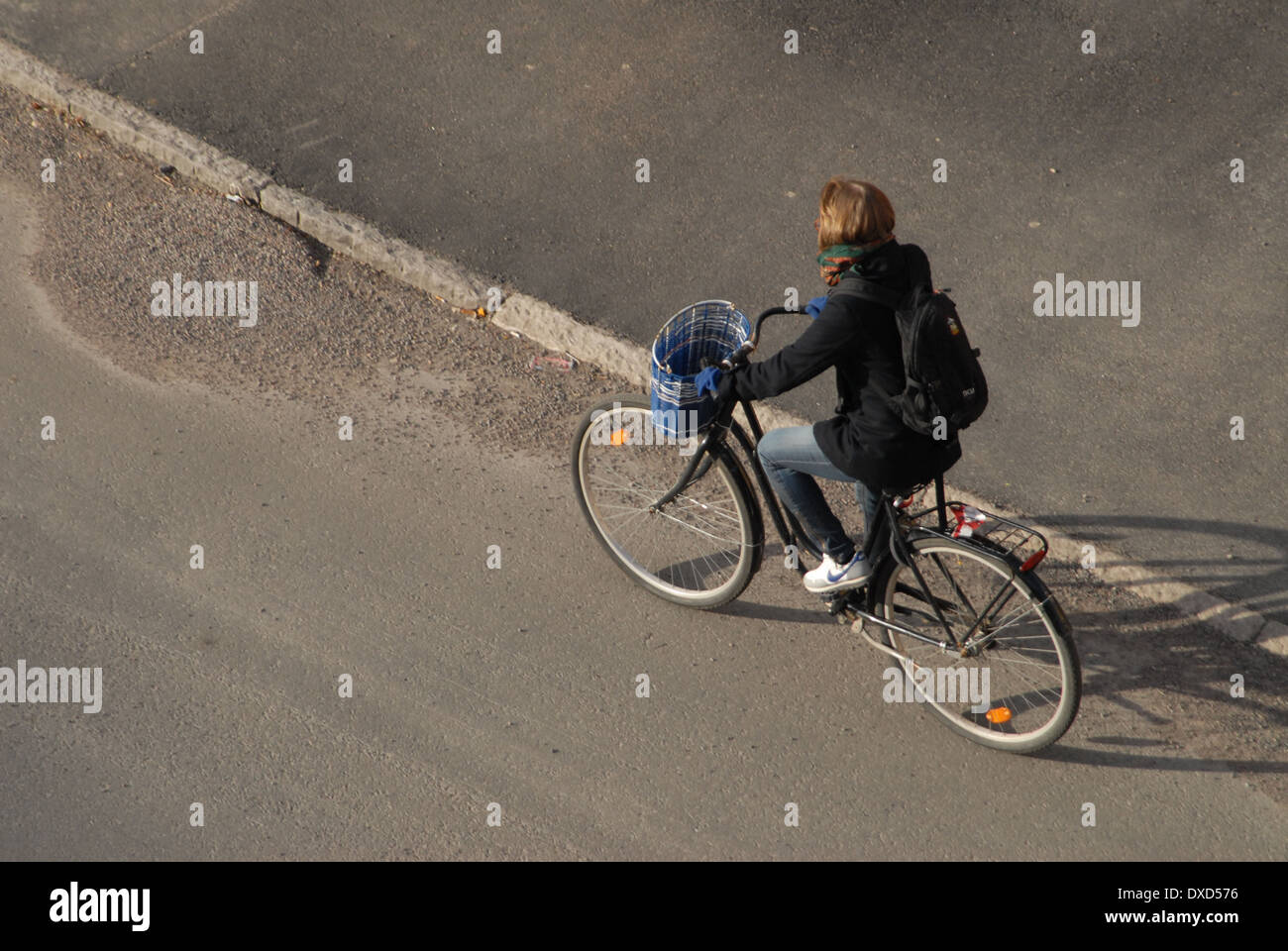 Cyclist, woman riding a bike. Stock Photo
