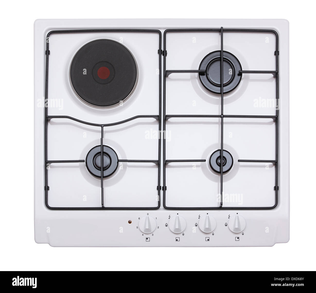 White gas and electric hob Stock Photo