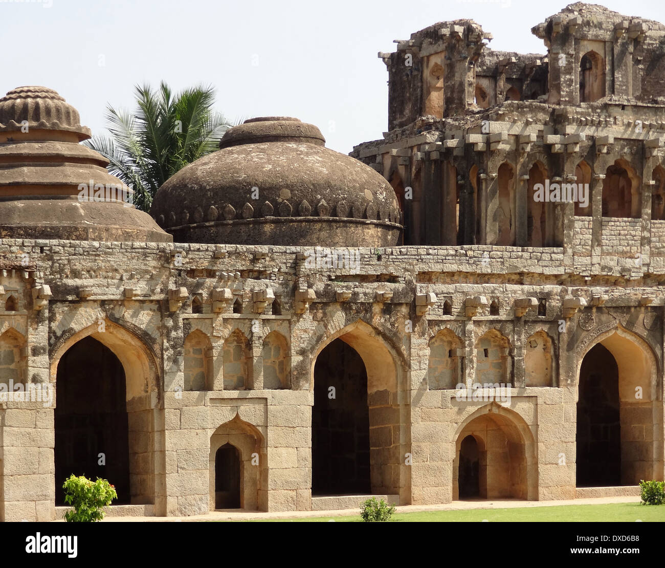 Elephant stables at the Cacred Center of Vijayanagara at Hampi, a city located in Karnataka, South West India Stock Photo