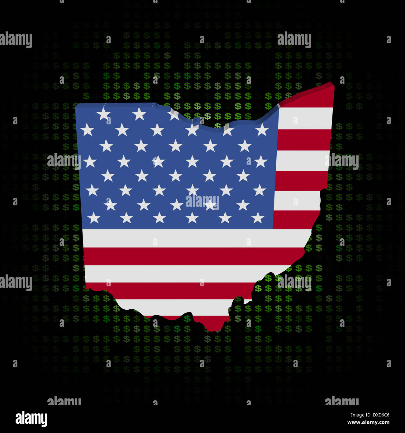 Ohio map flag on dollar symbols illustration Stock Photo - Alamy