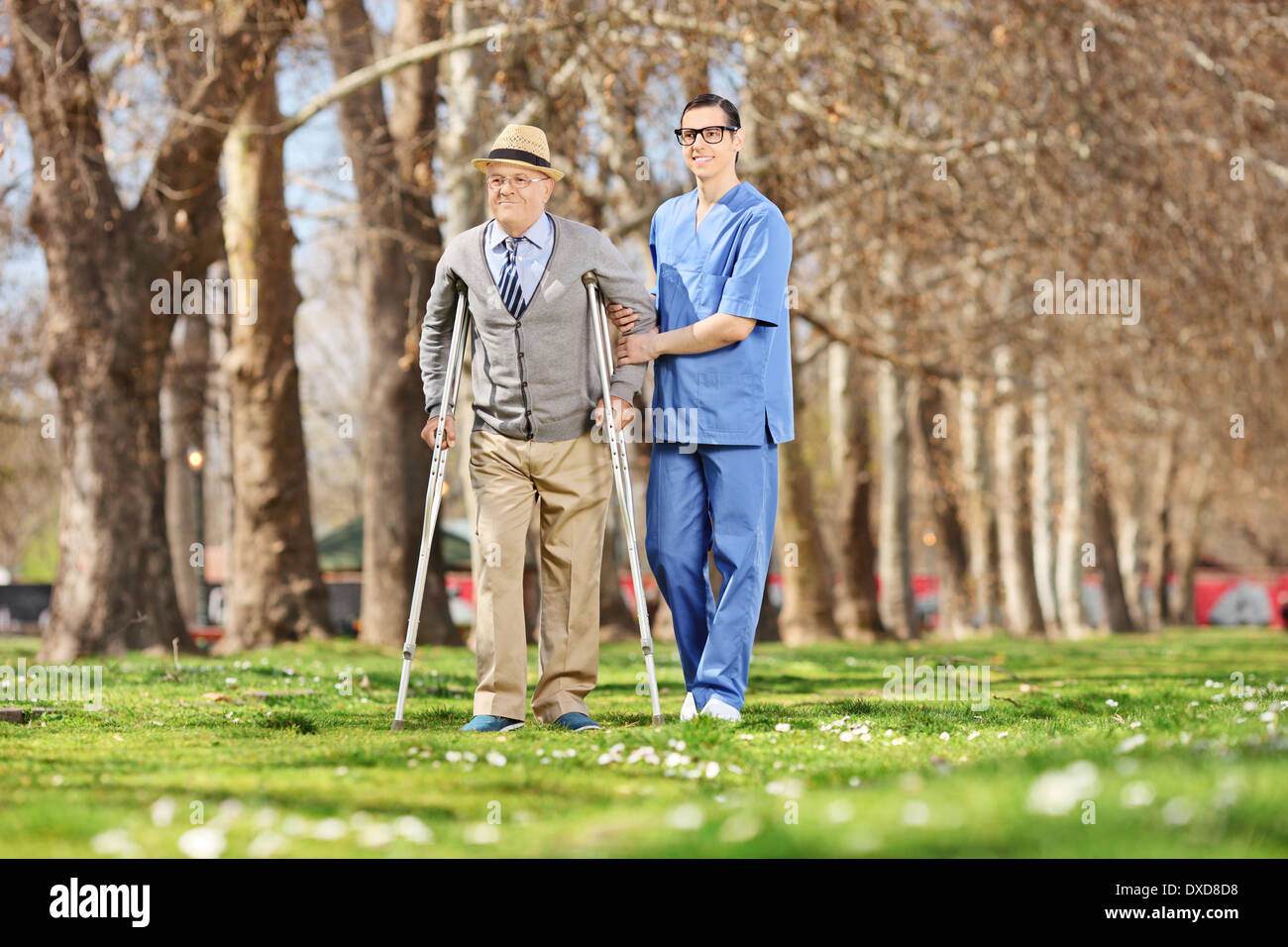 Happy senior man walking outside hi-res stock photography and images ...