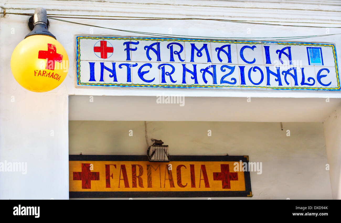 International pharmacy at Capri island, Italy Stock Photo