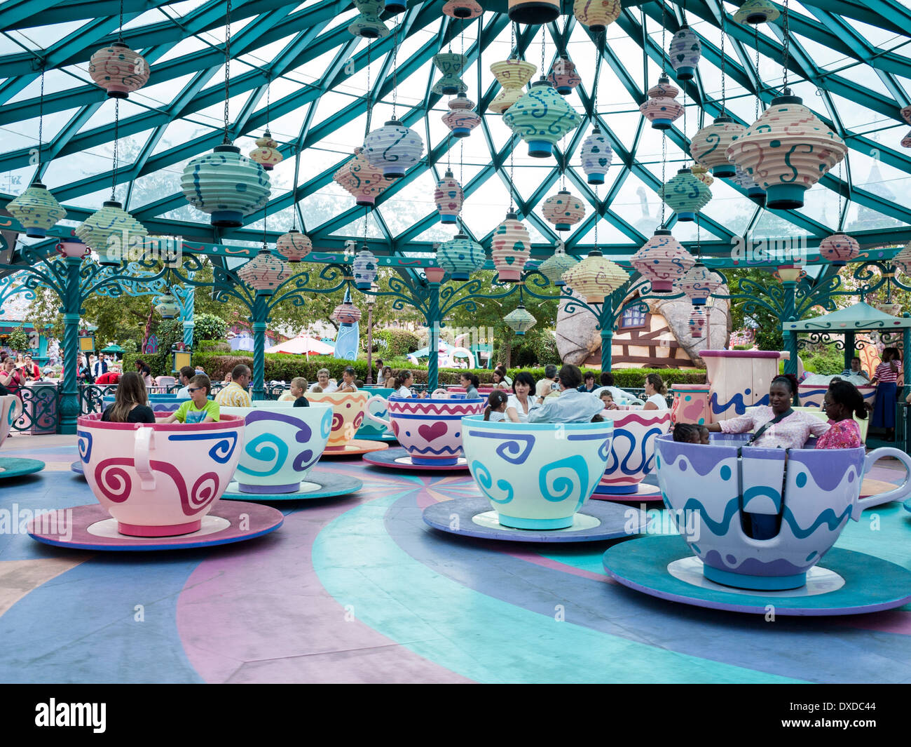 Mad Hatter's Tea Cup Ride at Disneyland Paris, France Stock Photo - Alamy