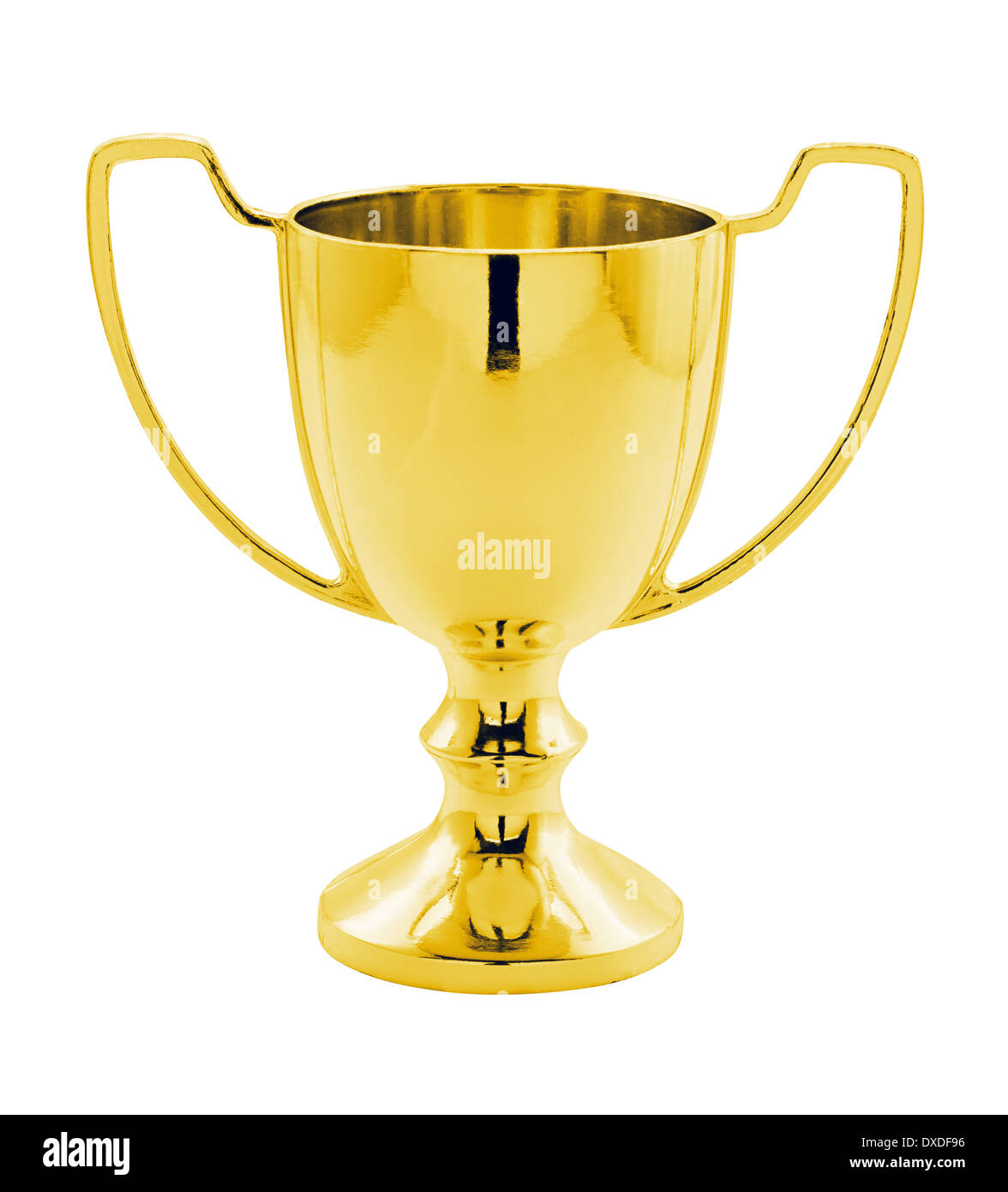 A Gold Winners trophy against a white background great concept for achievement, success or winning a competition or award. Stock Photo