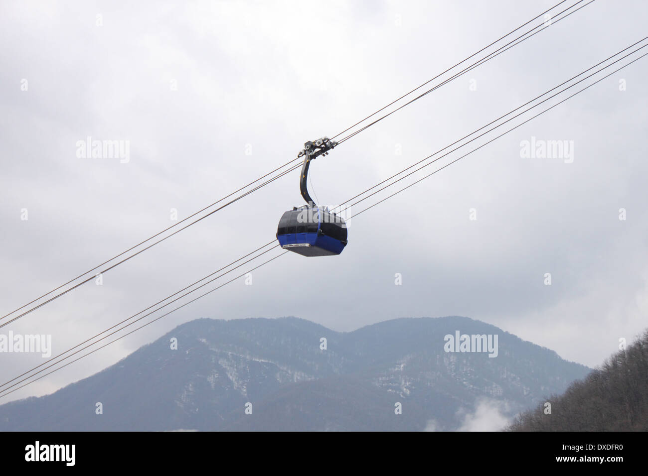 cable car in mountains near Sochi Stock Photo