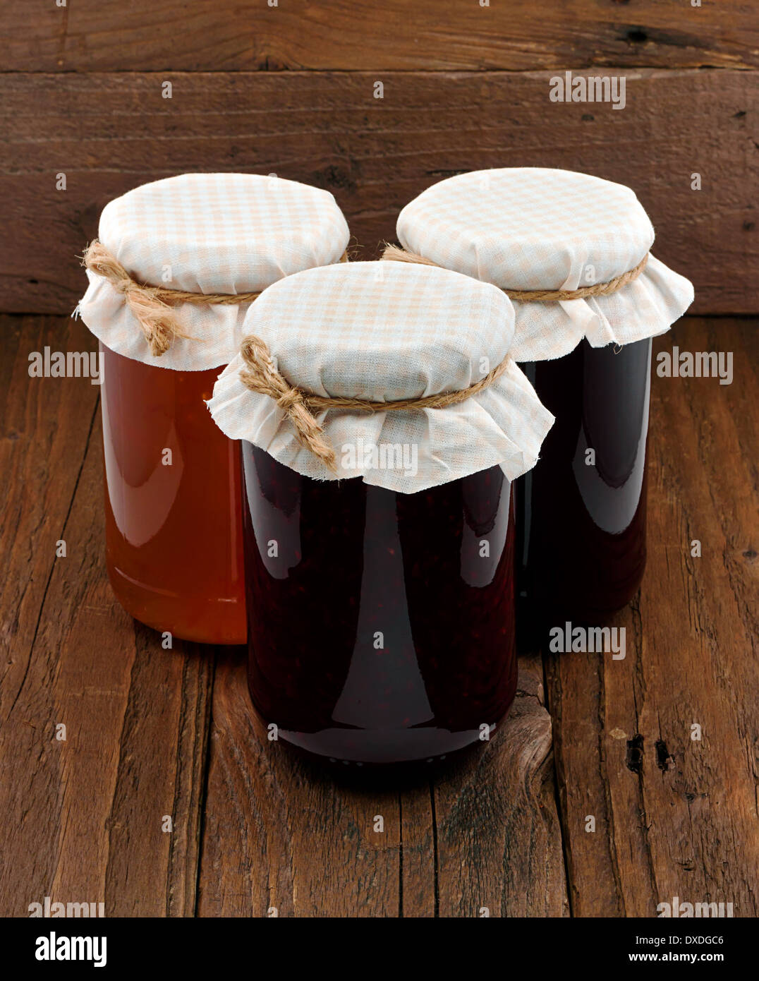 Traditional homemade Fruit Jam jars a popular fruit preserve often sold