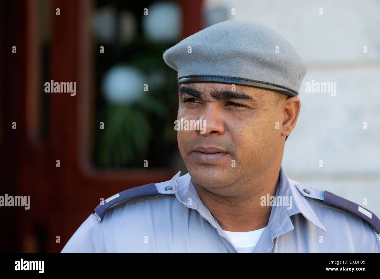 Portrait policeman Old Havana Cuba Stock Photo