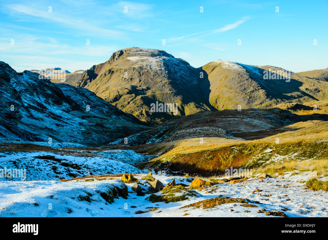 Near Esk Hause in the Lake District with Great Gable behind and the smaller Green Gable to its right Stock Photo