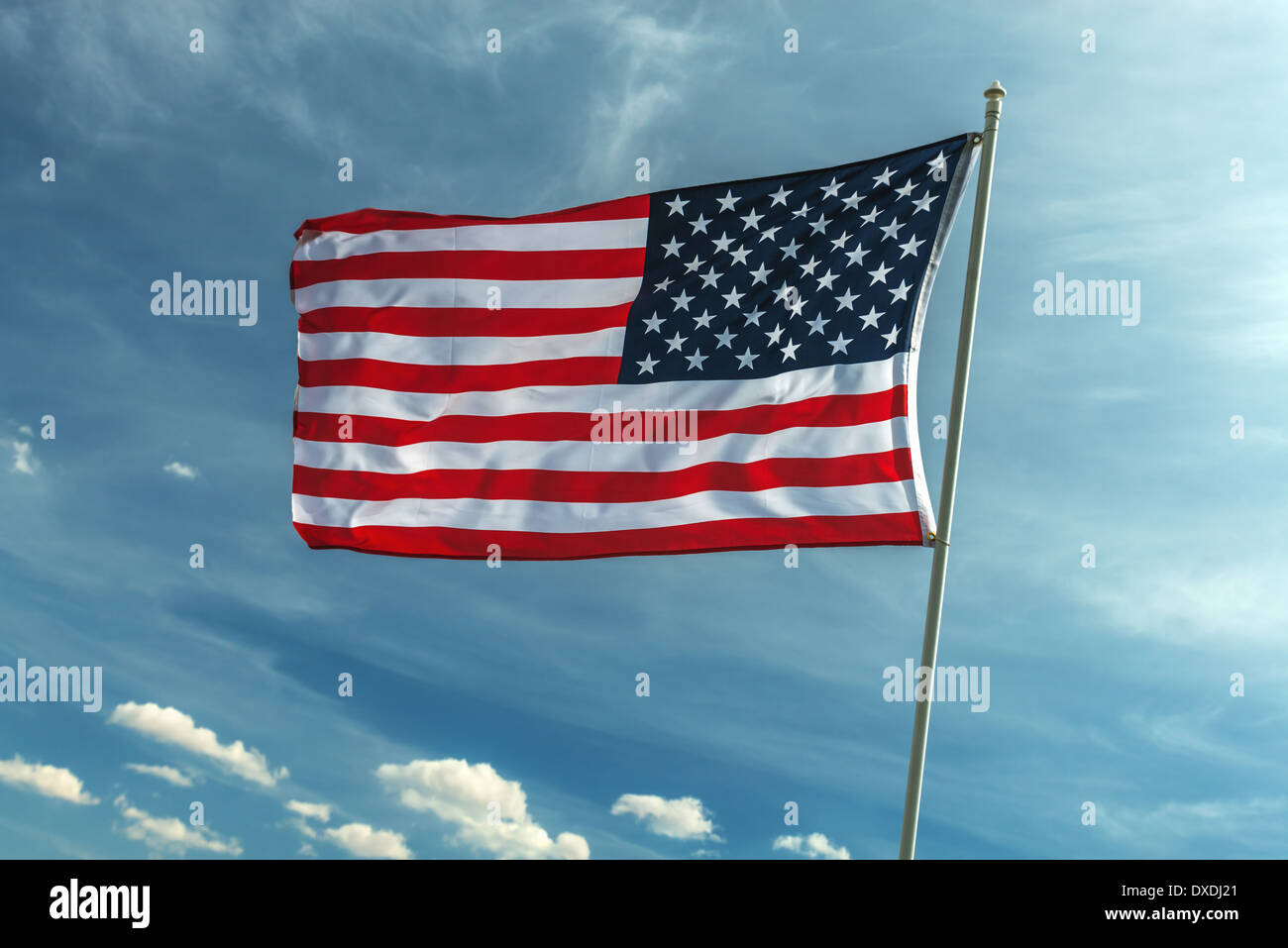 american flag on sky background Stock Photo - Alamy
