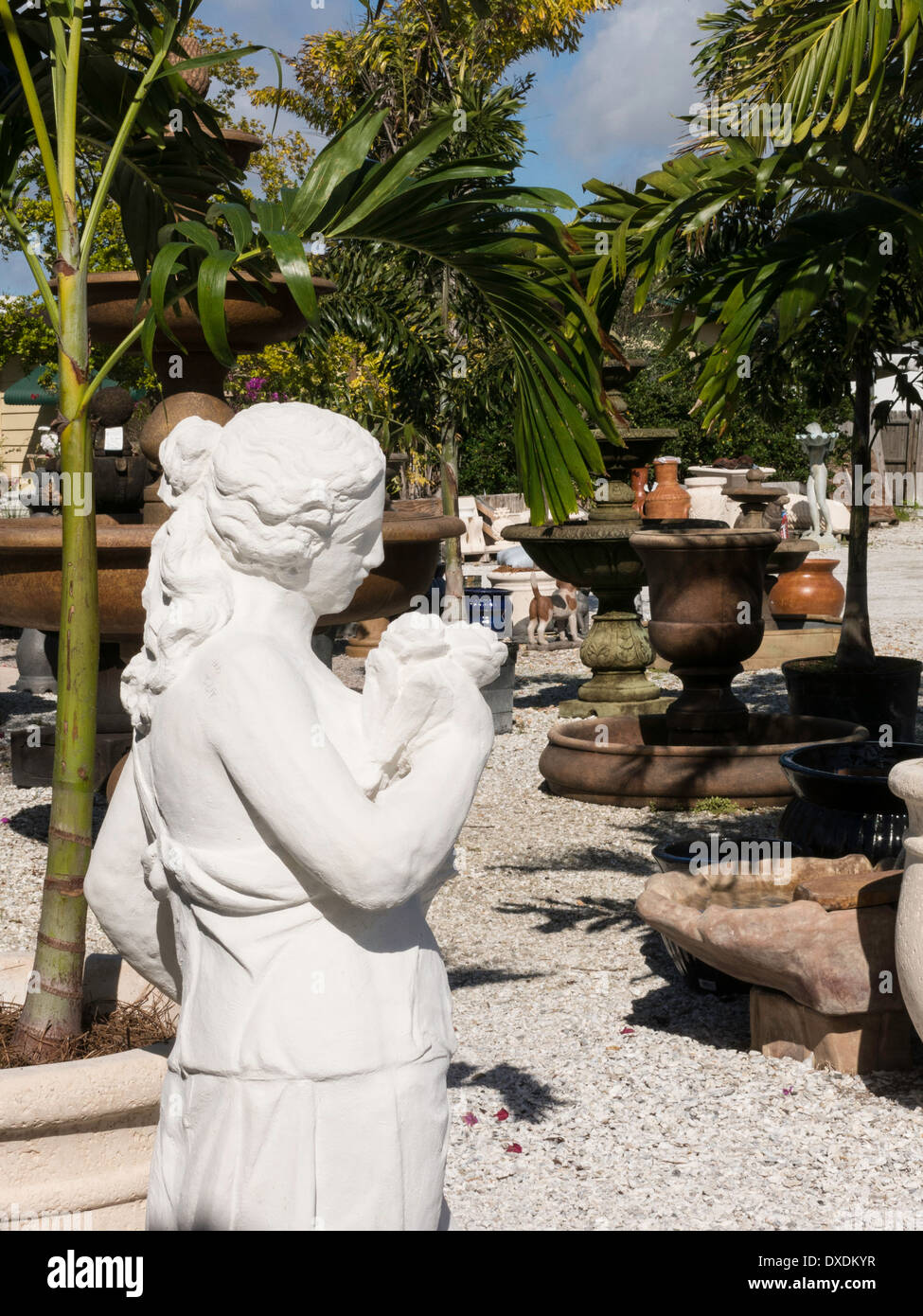 Classically Posed Lawn Ornamental Statues, Nursery Display Area, Florida, USA Stock Photo