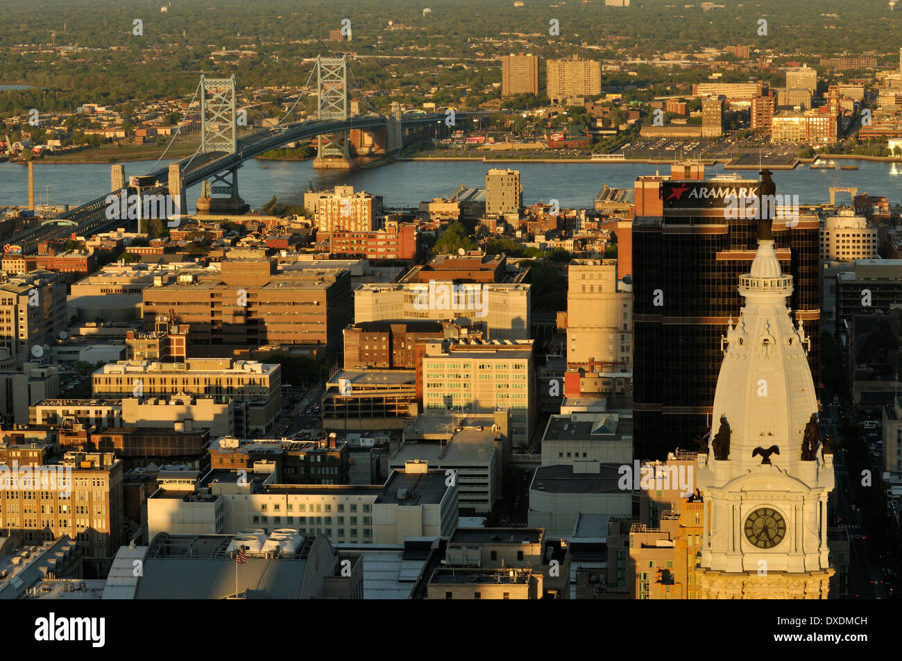 Benjamin Franklin Bridge spanning the Delaware River between Philadelphia, Pennsylvania and