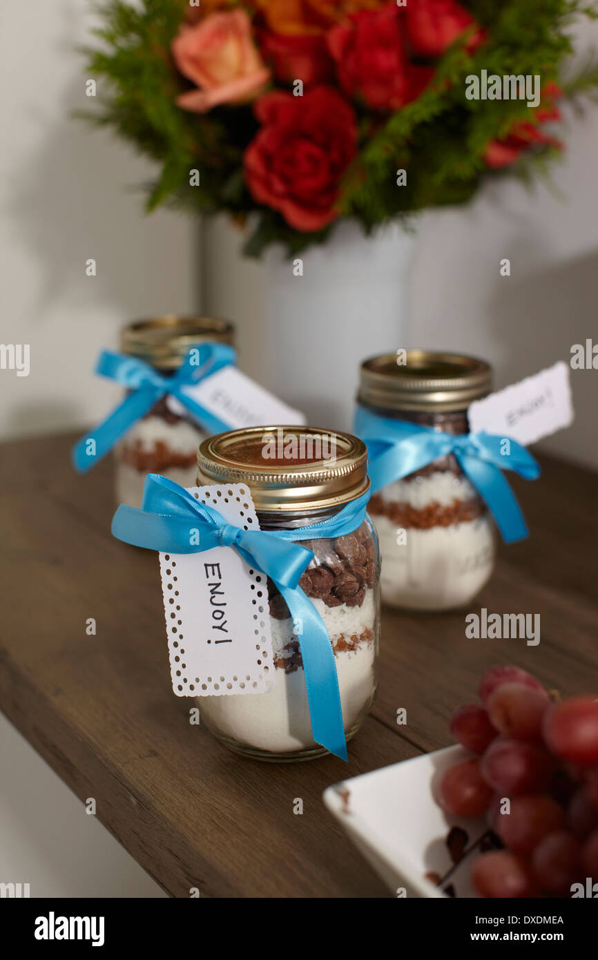 Cookie Mix in Gift Jars, Studio Shot Stock Photo