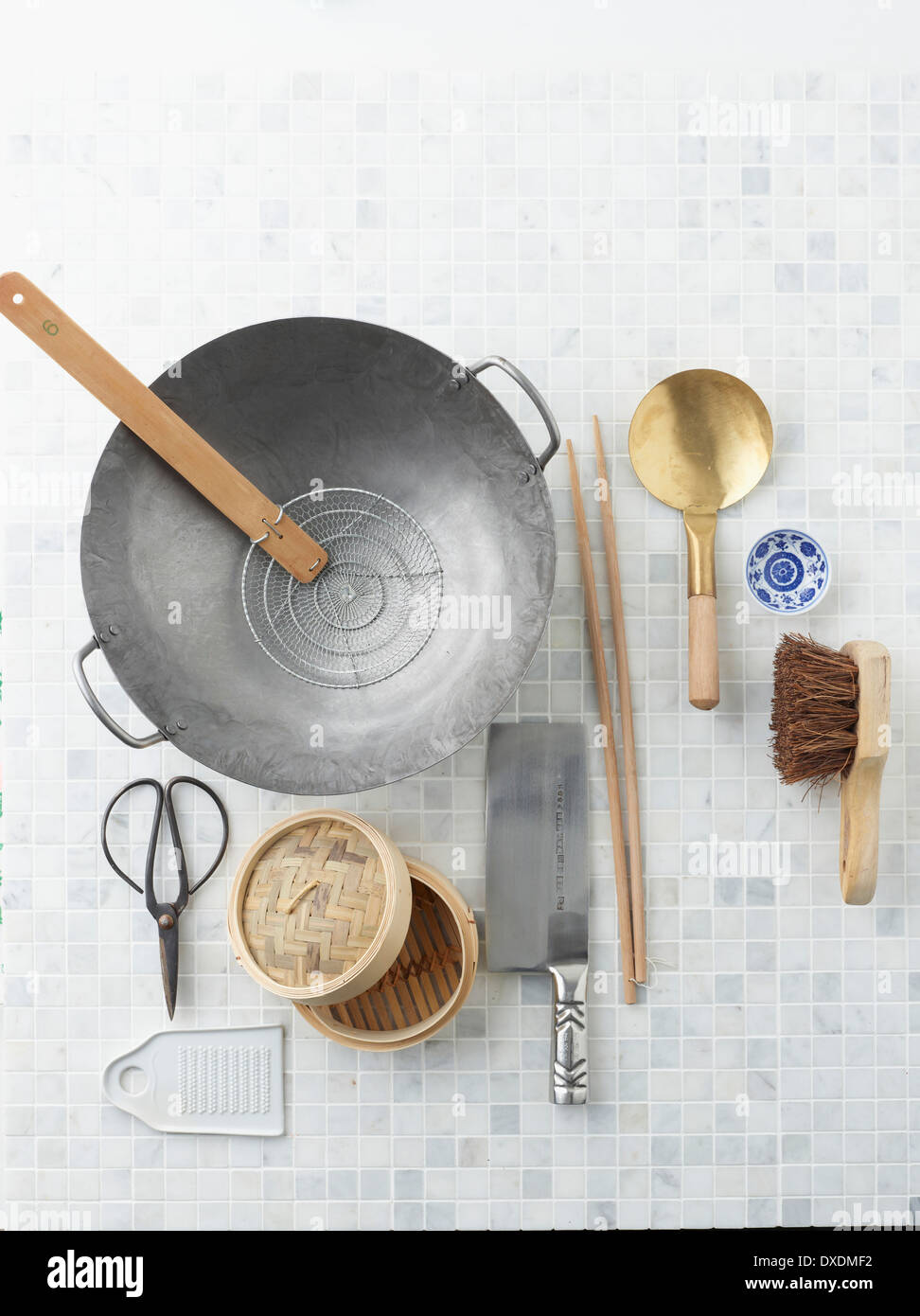 Overhead View of Cooking Utensils, Studio Shot Stock Photo Alamy