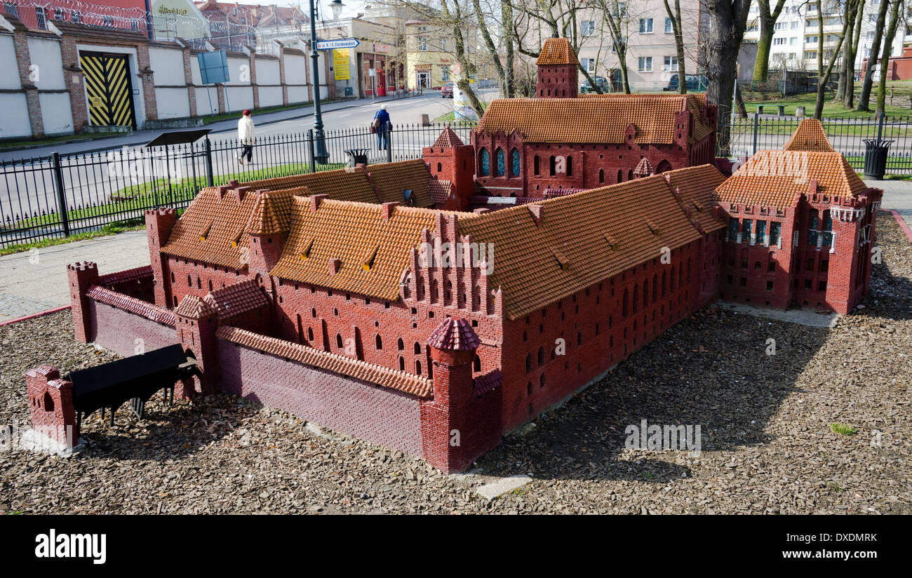 Scale model of Malbork Castle in Malbork town park, Poland Stock Photo
