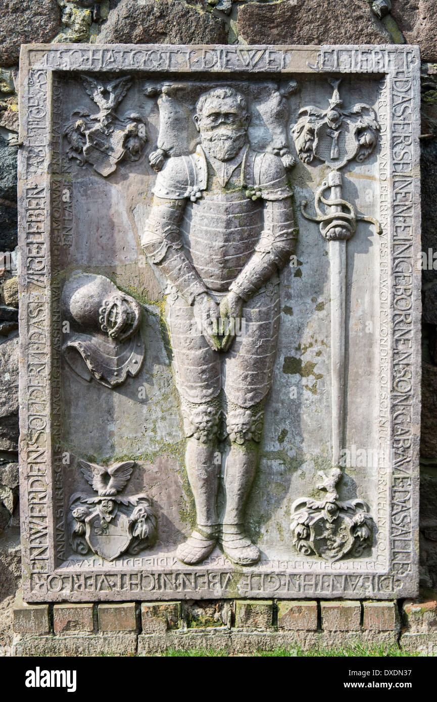 Grave cover of knight in Malbork Castle Poland Stock Photo