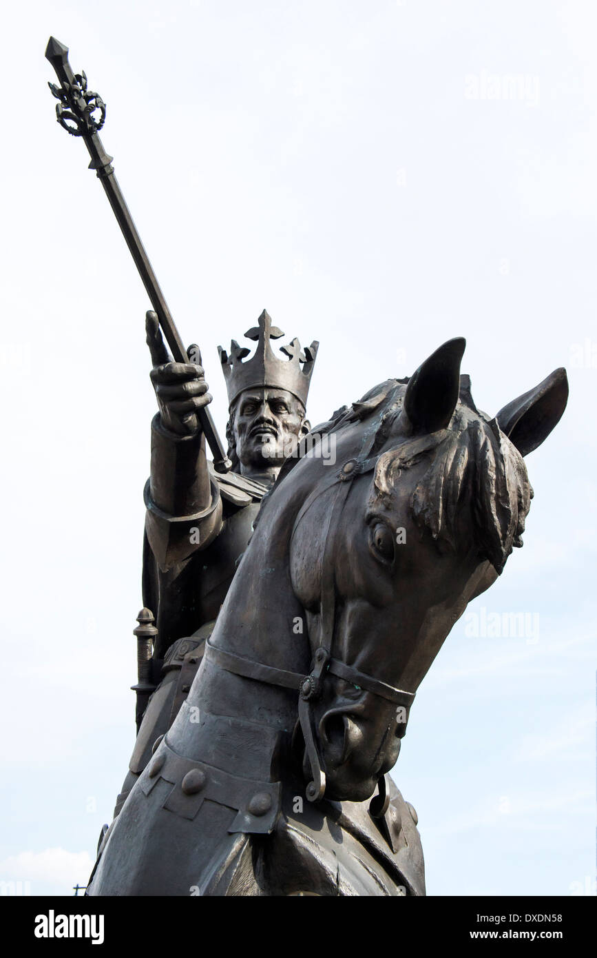 Statue of Casimir IV Jagiellon in  Malbork town centre Stock Photo