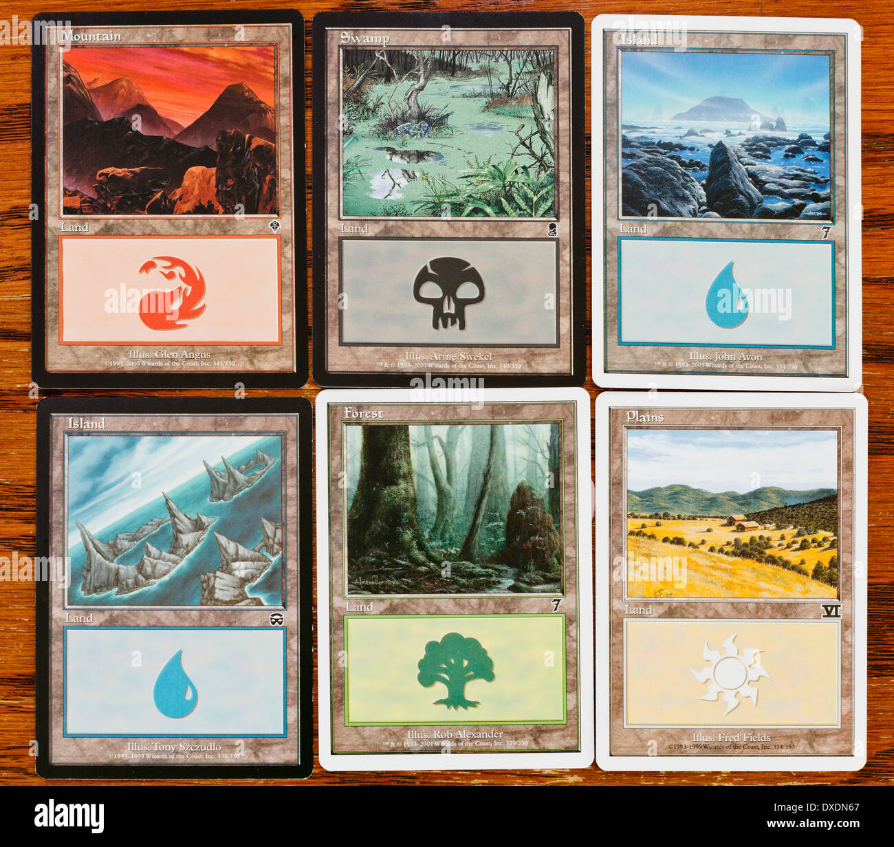 Colors and Lands cards of game Magic The Gathering Stock Photo Alamy