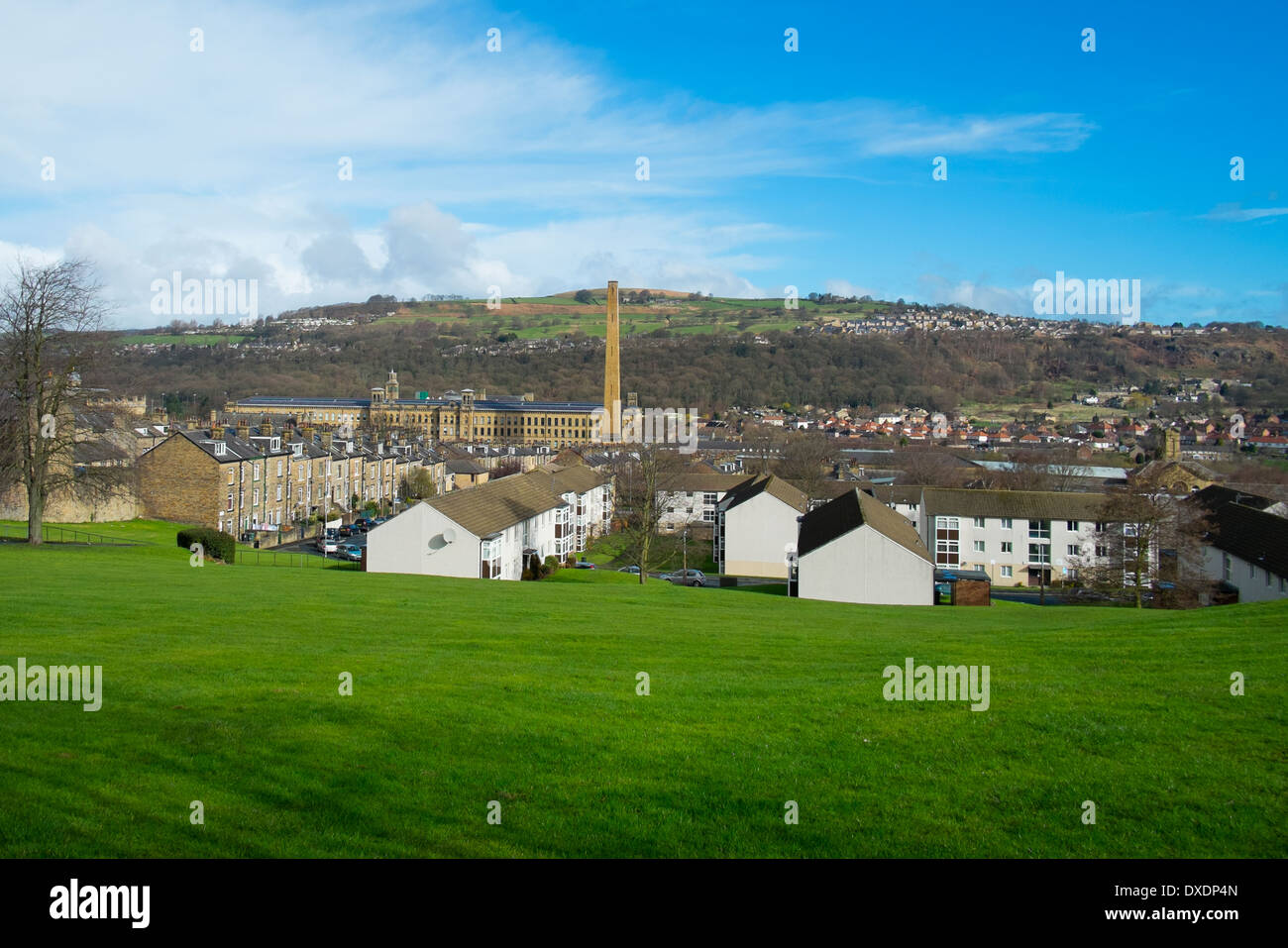 The victorian model village of Saltaire, Bradford, Yorkshire, England, founded in 1851 by Sir Titus Salt Stock Photo