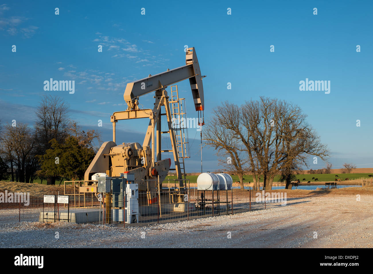 An oil pumping jack pull oil out of the ground in central Oklahoma