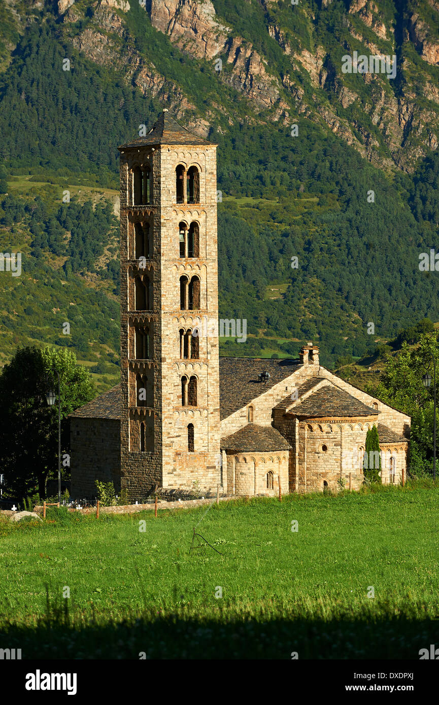 The twelth century Lombard Catalan Romanesque Church of Saint Climent (Clement) in Taull, Vall de Boi, Stock Photo